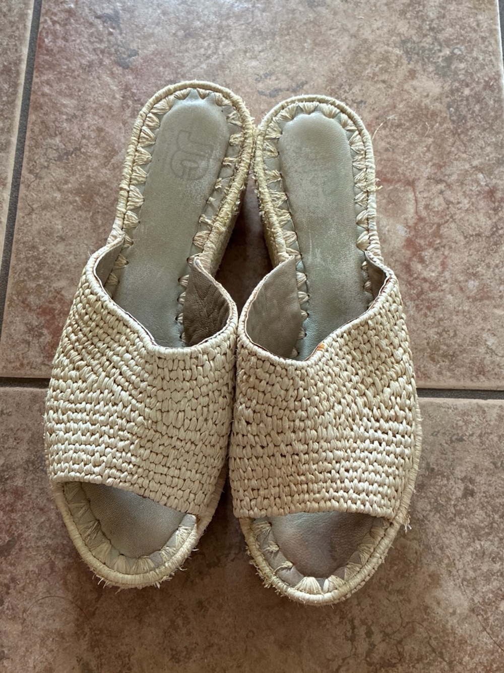 Vintage y2k Woven Espadrille Platform Slide Sandals in Natural - Picture 2 of 9